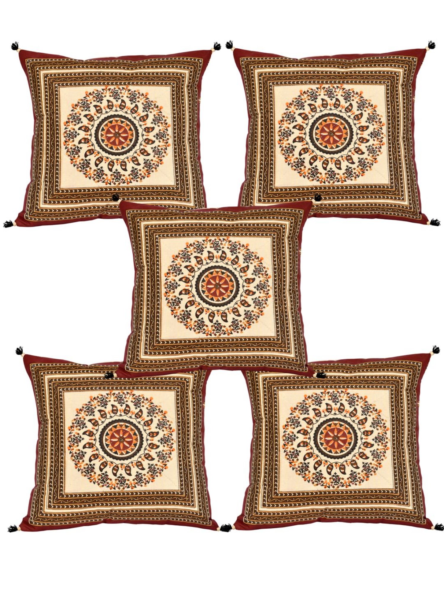 Living Roots Multicolor Cotton Cushion Covers - Set of 5