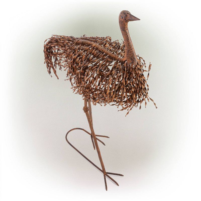 39" x 24" Outdoor Metal Standing Ostrich Statue Brown - Alpine Corporation