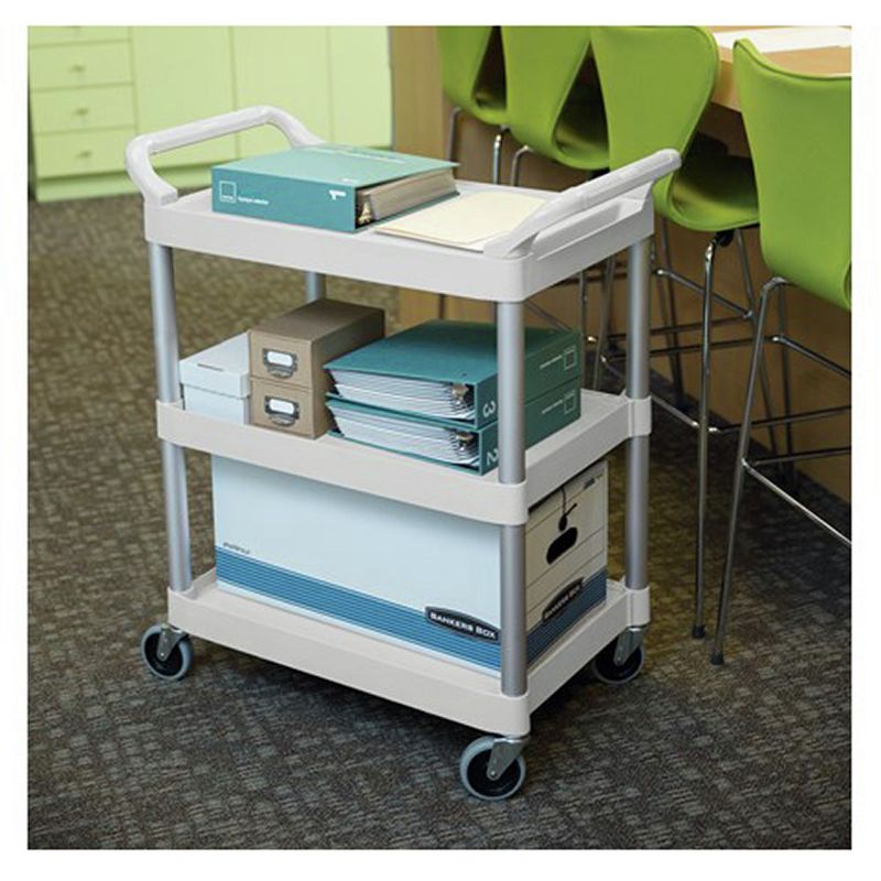 Rubbermaid Commercial FG342488OWHT 200 lbs. Capacity 3-Shelf Service Cart - Off White