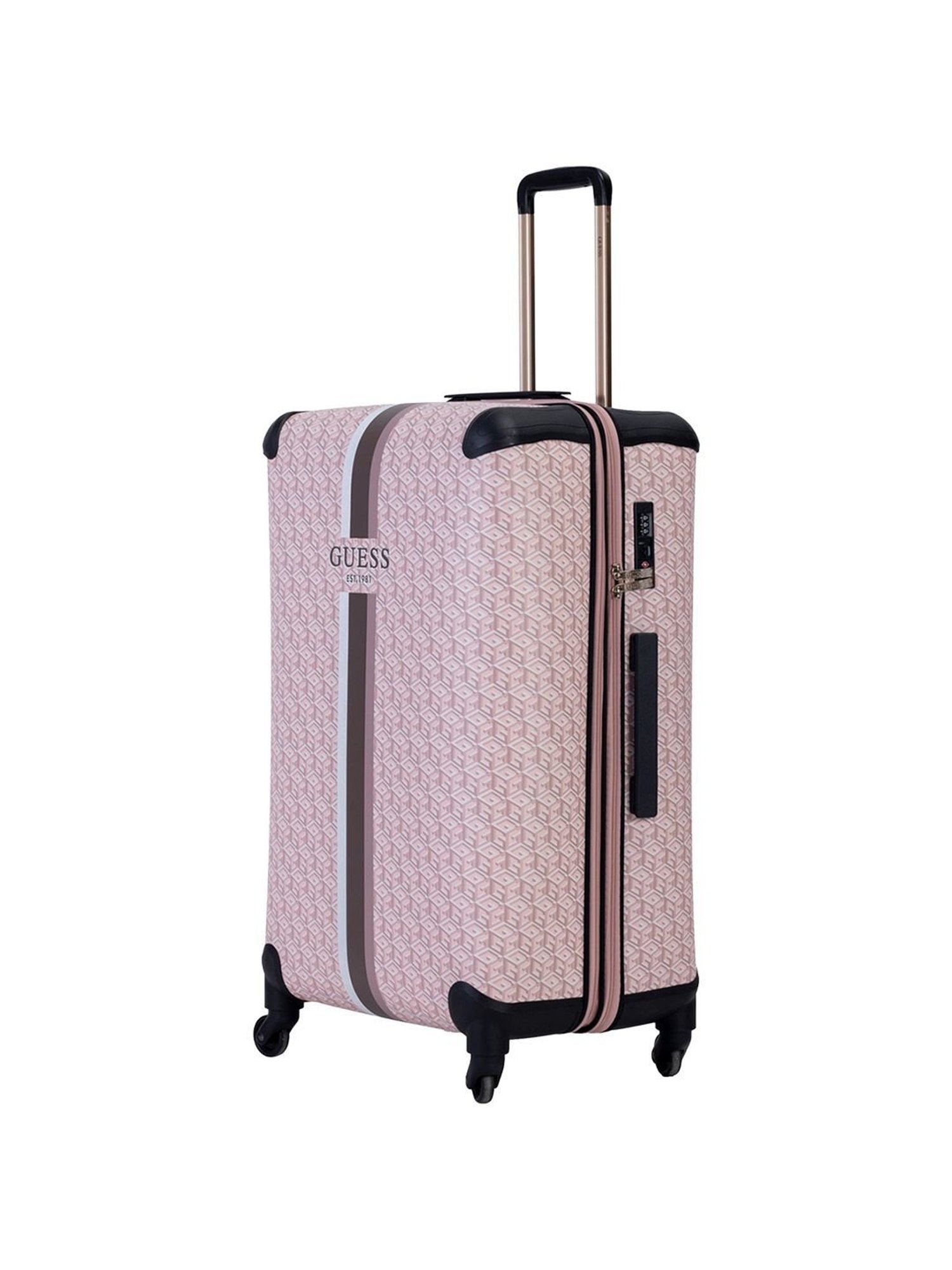GUESS Pink 8 wheels Free Size HardCabin Trolley Bag