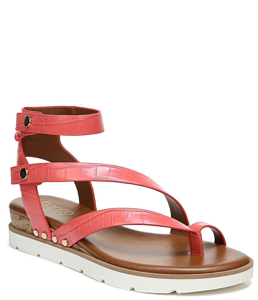 Franco Sarto Daven Croc Embossed Gladiator Wedge Sandals