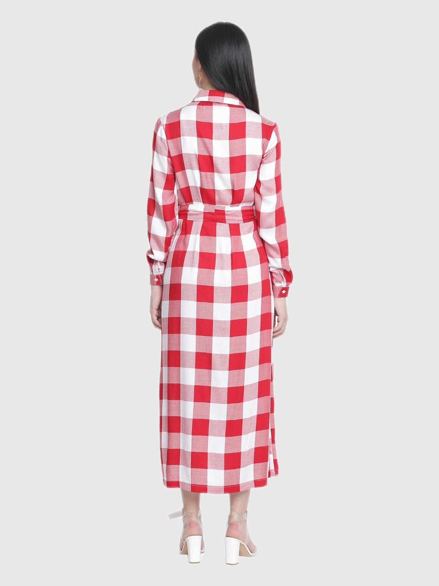 Oxolloxo Red Checks Maternity Dress