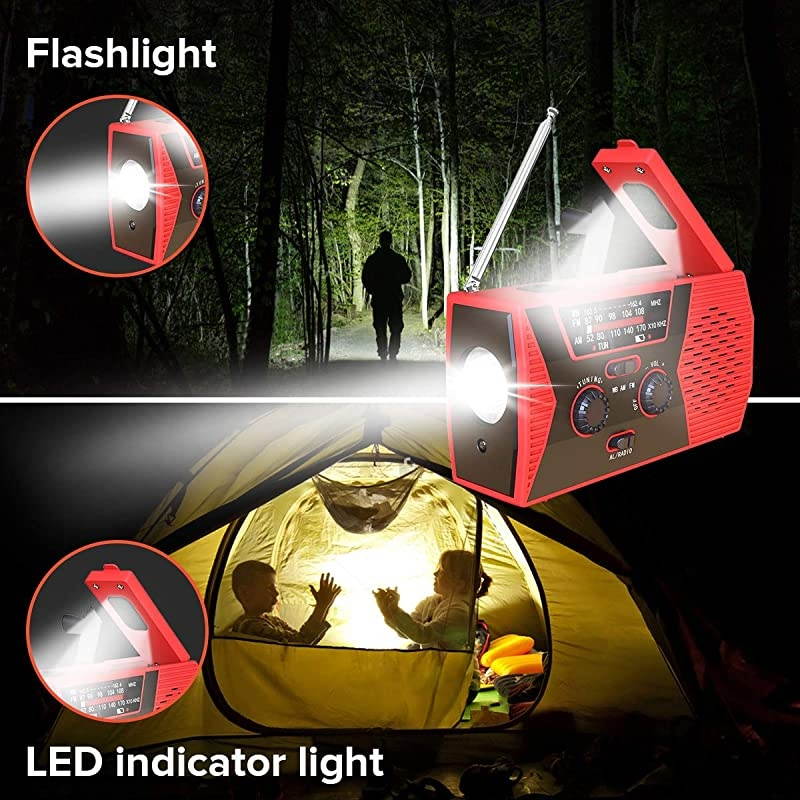 Emergency Solar Hand Crank Radio 2020 Upgrade NOAAAMFM Portable Weather Radio with LED Flashlight Reading Lamp 2000mAh Power Bank and SOS Alarm for Emergency Situations