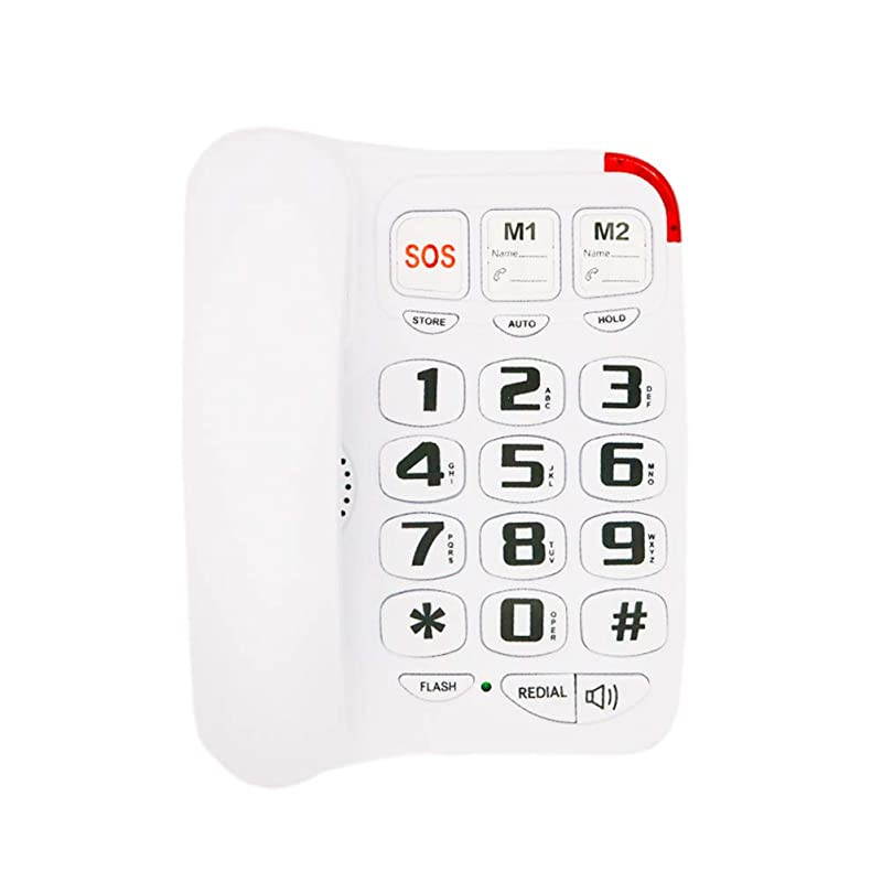 Big Button Corded Phone with 3 OneTouch Speed Dial  HP45 Picture Care Phone for Seniors with Memory ProtectionWall MountableSOS Emergency