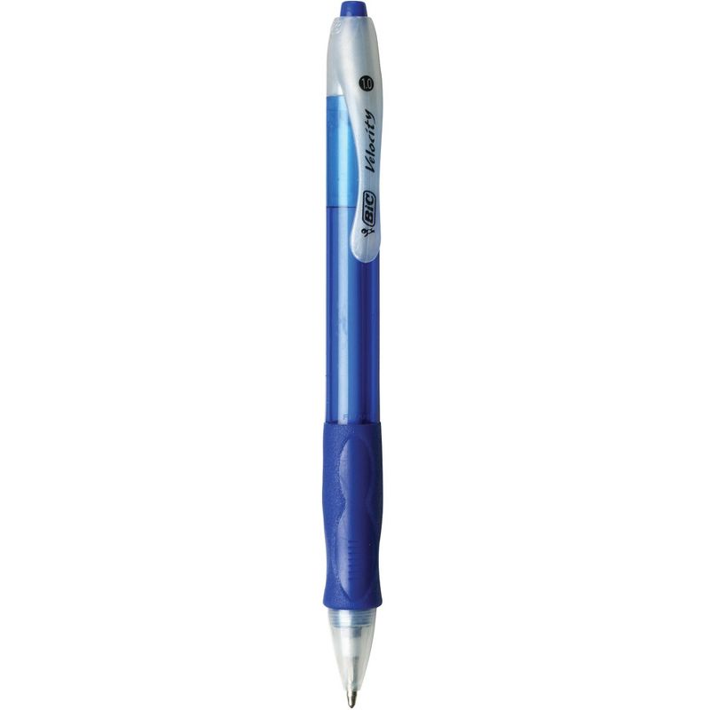 BIC Velocity Refillable Retractable Ballpoint Pen, 1 mm Medium Tip, Blue Ink/Barrel, pk of 12