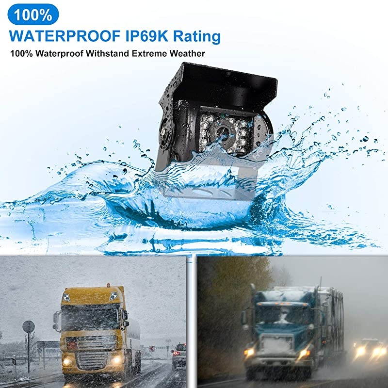 Upgrade Dual Backup Camera Monitor Kit7inch LCD1280X720P HDIP69 Waterproof Rearview Reversing Rear View Camera Reversing Monitor TruckSemiTrailerBox TruckRV HD Transmission TZ102