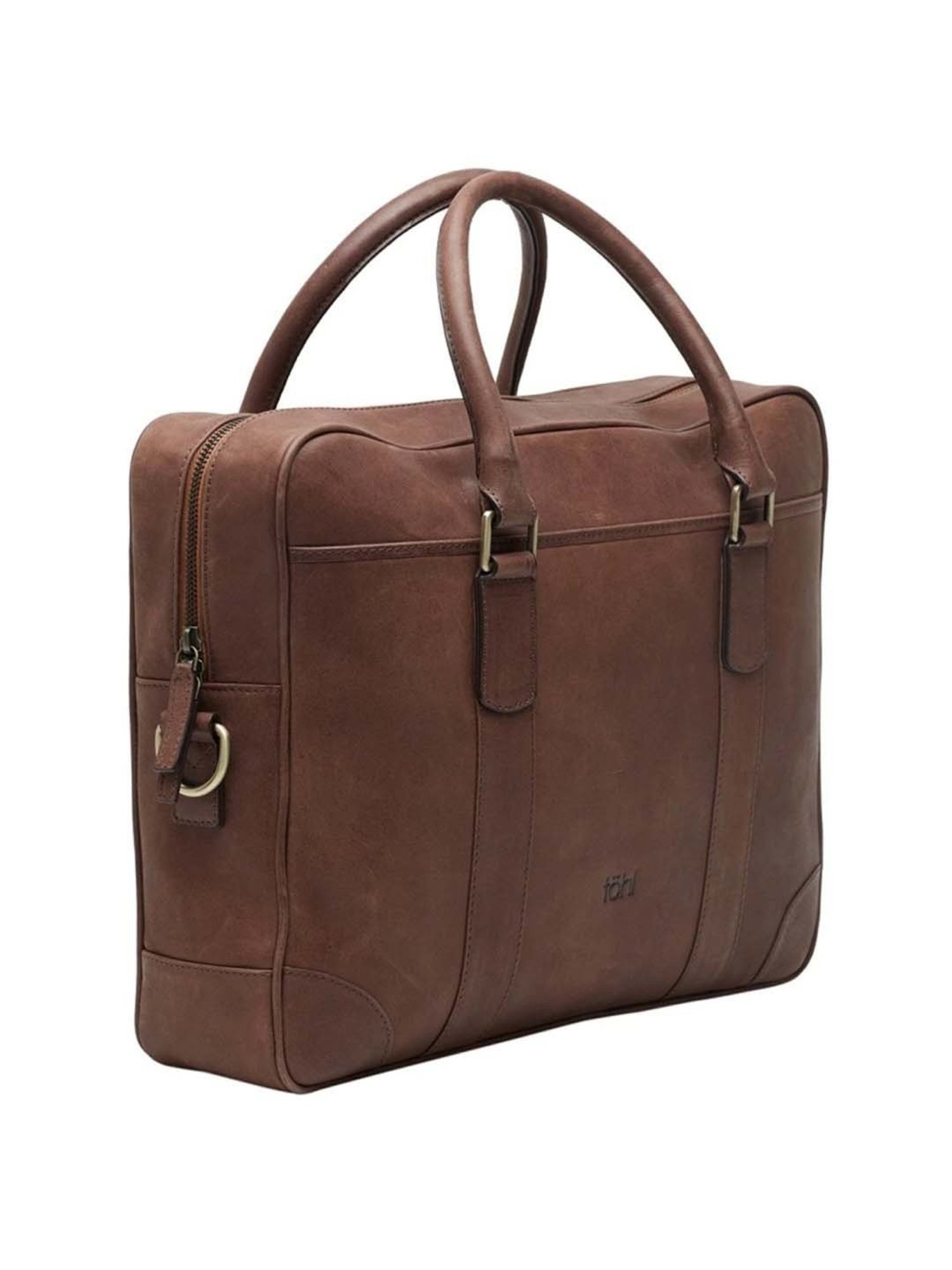 Tohl Zanon Tan Formal Leather Laptop Bag for Men