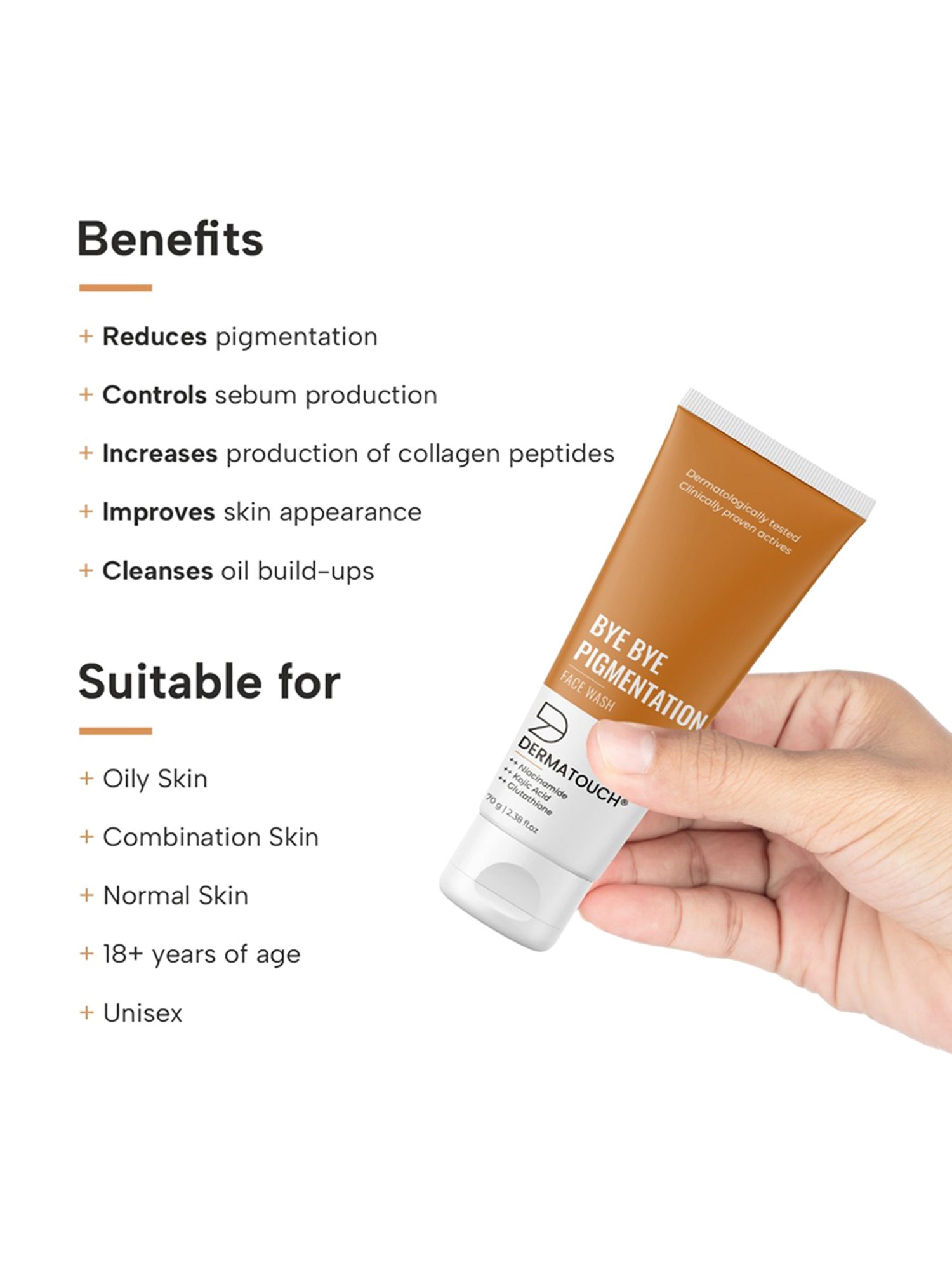 DERMATOUCH Bye Bye Pigmentation Face Wash - 70 gm