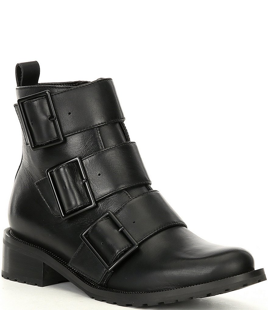 Blondo Vera Leather Waterproof Chain Trim Buckle Detail Combat Boots