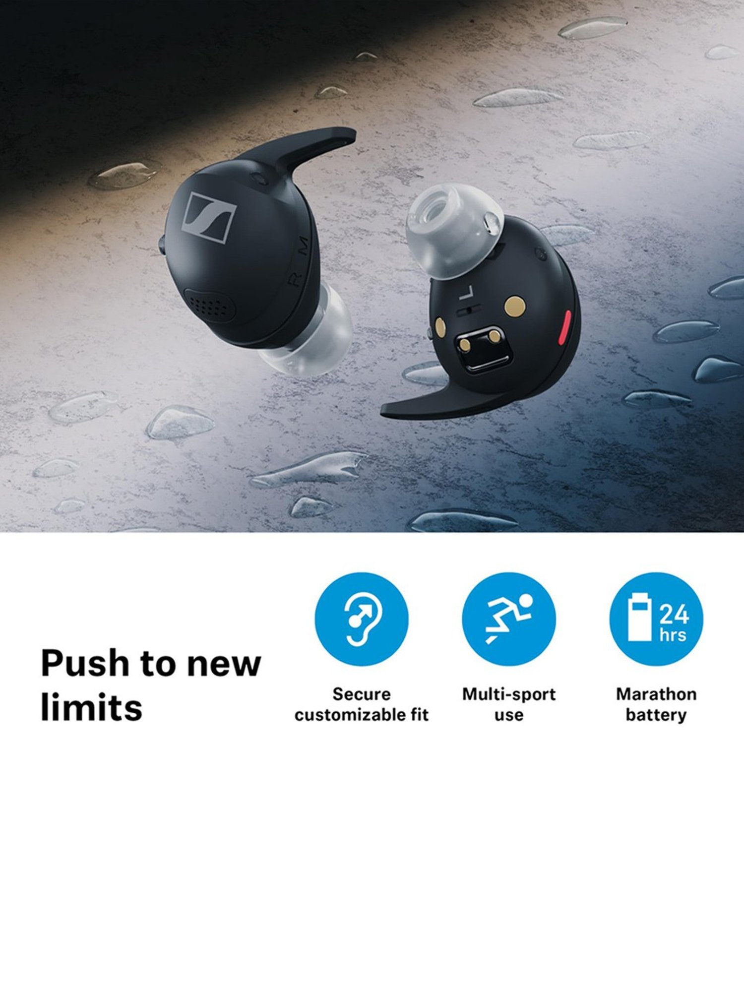 Sennheiser Momentum Sport In Ear Bluetooth Earbuds with Noise Cancellation (TWS, Black)