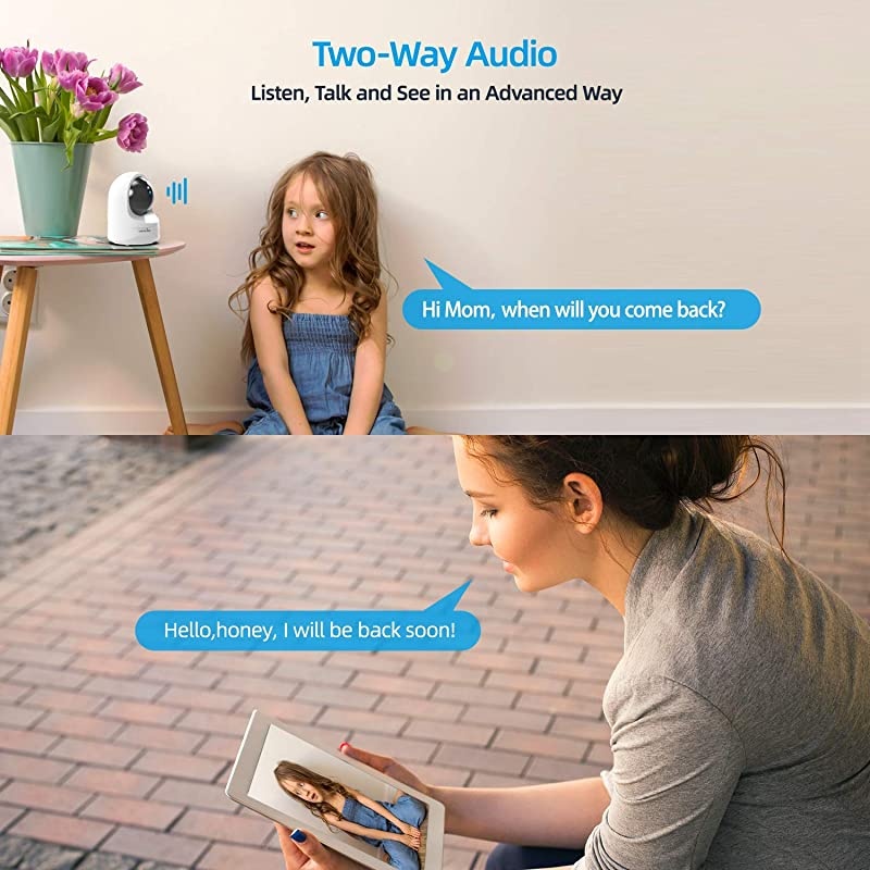 Baby Monitor Camera,  1080PHD Wireless Security Camera for Home, WiFi Pet Camera for Dog and Cat, 2 Way Audio, Night Vision, Works with Alexa Q6-W &hellip;