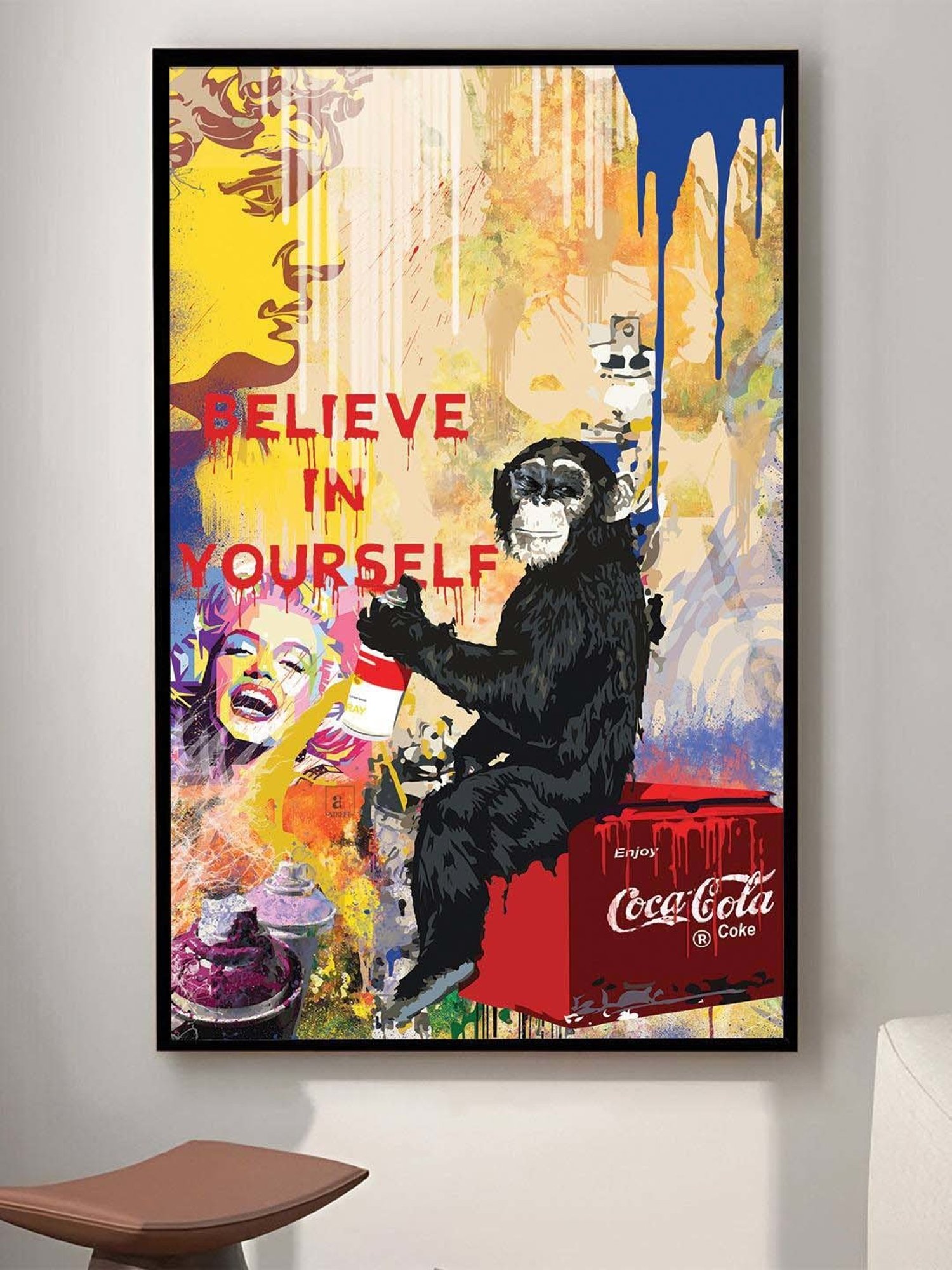 Art Street Black Engineered Wood Believe In Yourself Pop Graffiti Wall Art