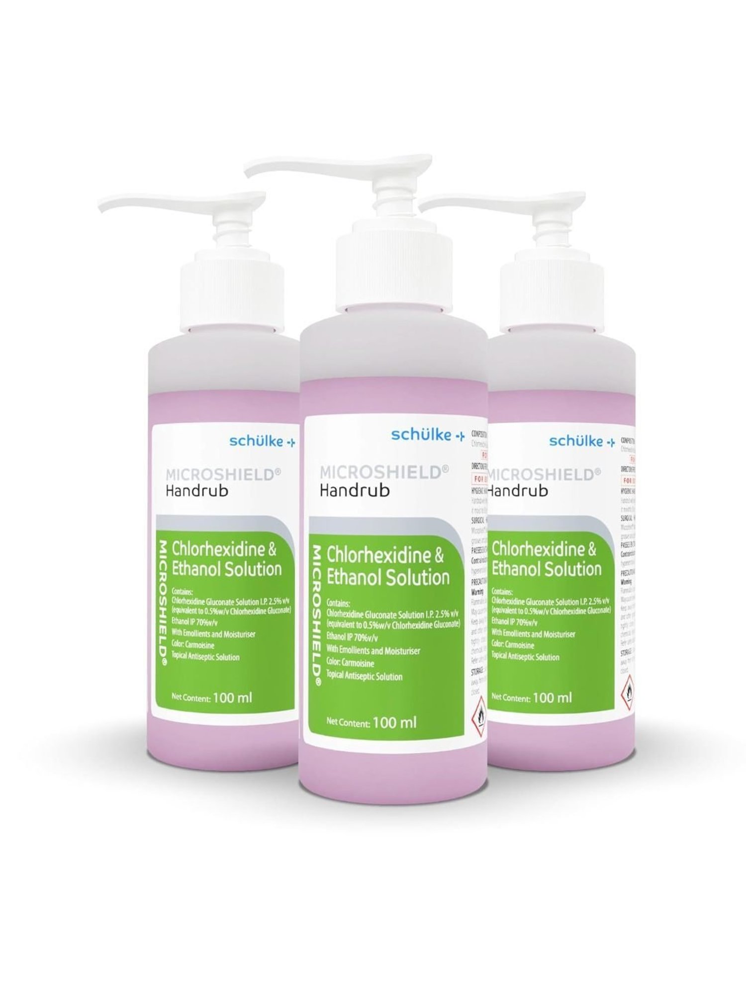 Microshield Handrub with 99.99 Percent Effective Against Germs, Skin Friendly 100ml Pack of 3 (Pink)