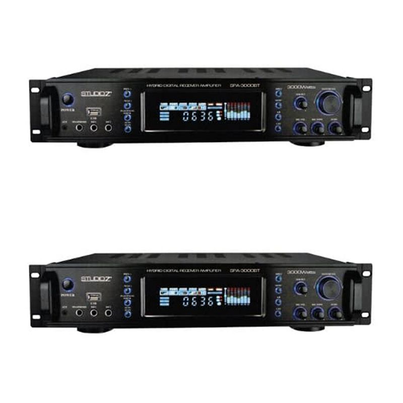 Studio Z 2 x SPA-3000BT 3000 Watt Digital Home Audio Sound System Hybrid Bluetooth AM/FM Radio Stereo Receiver and 2 Channel Amplifier (2 Pack)
