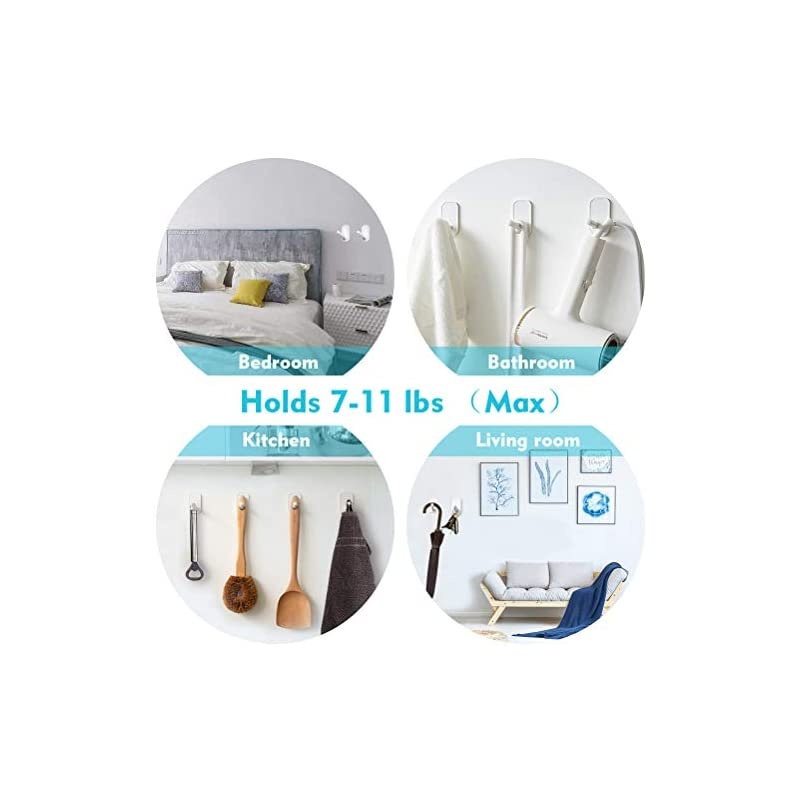 Hooks, Heavy Duty Wall Hooks, Towel Hooks for Bathrooms 12 Value Pack, Clear Frosted Strips Hooks White Decorate, Sticky Hook for Backpack, hat, Scarf, Belt, Hanging Coats, Water-Resistant