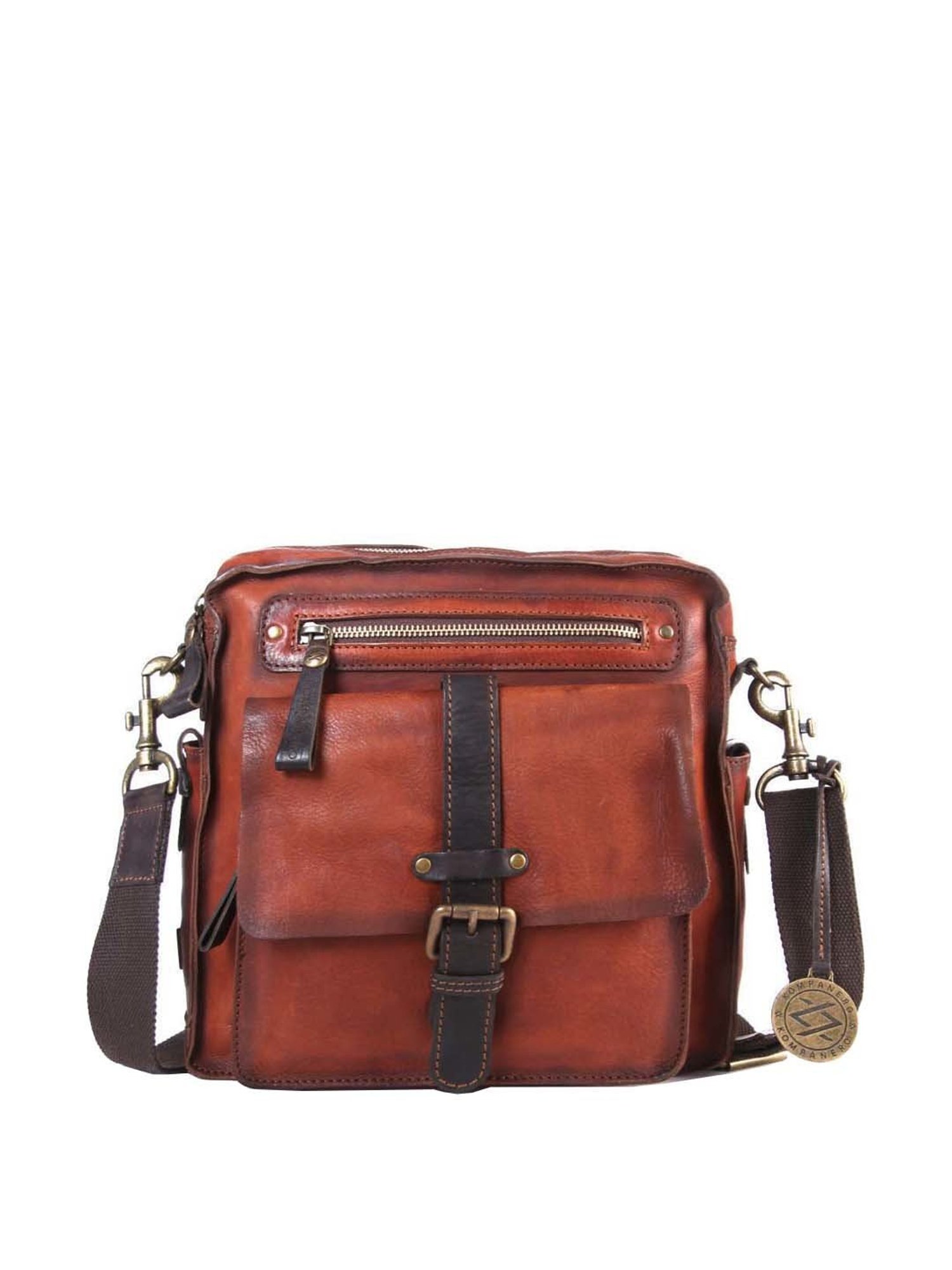 HiLEDER Brown Textured Small Leather 12 inch Cross Body Bag