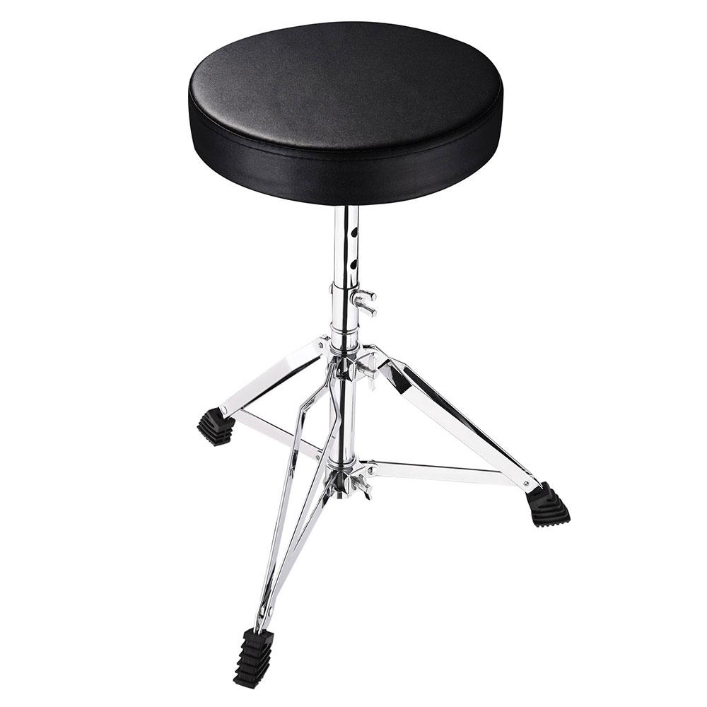Drum Throne Padded Seat Drummer Stool Round Chair 12"-20" Adjustable Folding Stand Percussion Acc