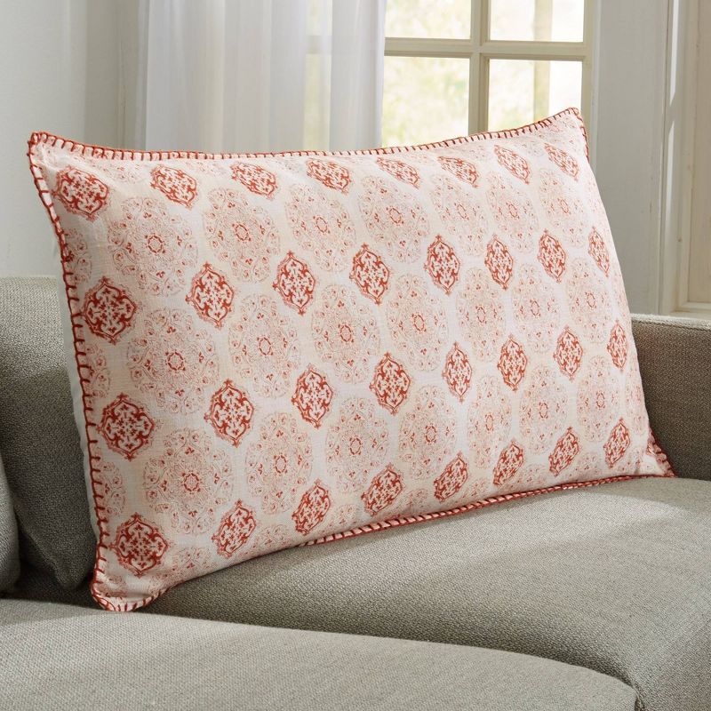 20"x40" Oversize Meda Lumbar Throw Pillow Red/Terracotta - Patina Vie
