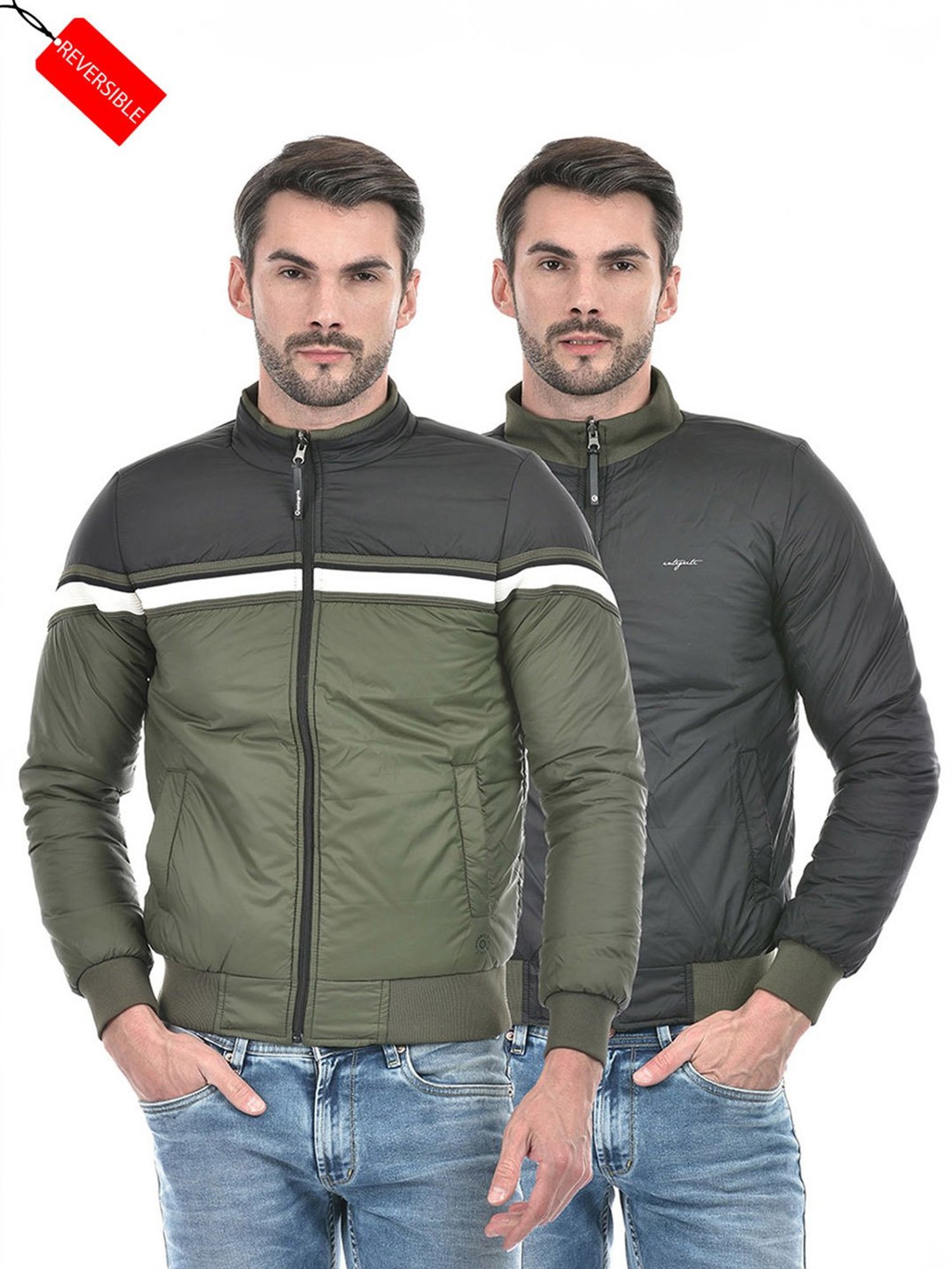 Integriti Olive & Black Regular Fit Reversible Jacket