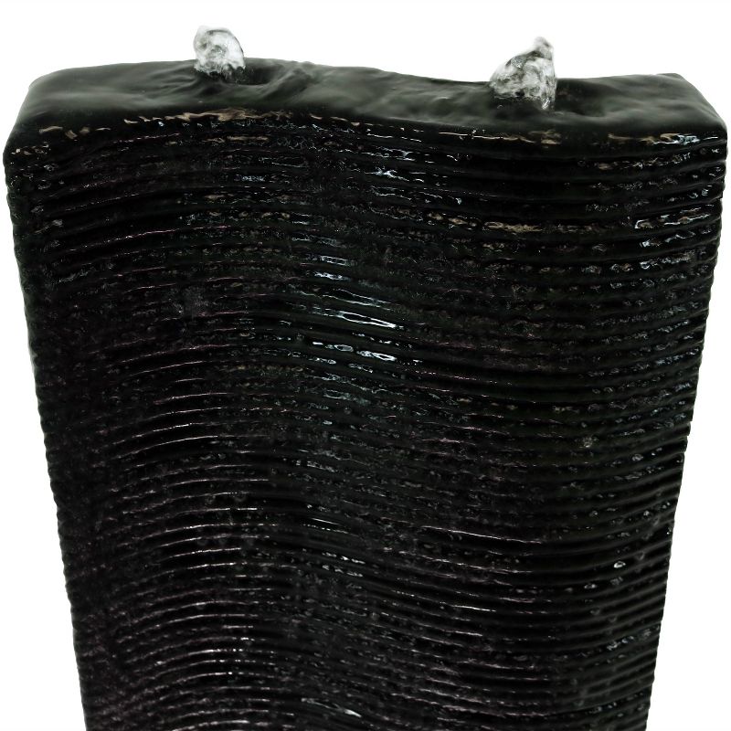 Sunnydaze 31"H Electric Polyresin Rippling Tower Column Outdoor Water Fountain with Lights