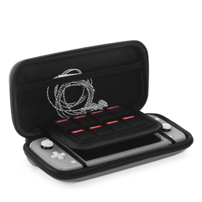 Nintendo Switch Lite Travel Case Portable Travel Carry Hard Shell EVA Material Pouch Deluxe Cover w/ Strap Handle for Switch Lite Console, 8 Game Card Holder, Joystick Pressure Relief (Gray)