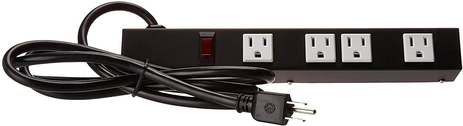 Opentron OT1046 Heavy Duty Metal Power Strip Surge Protector with Mounting Parts 4 Outlets 6 Feet Power Cord