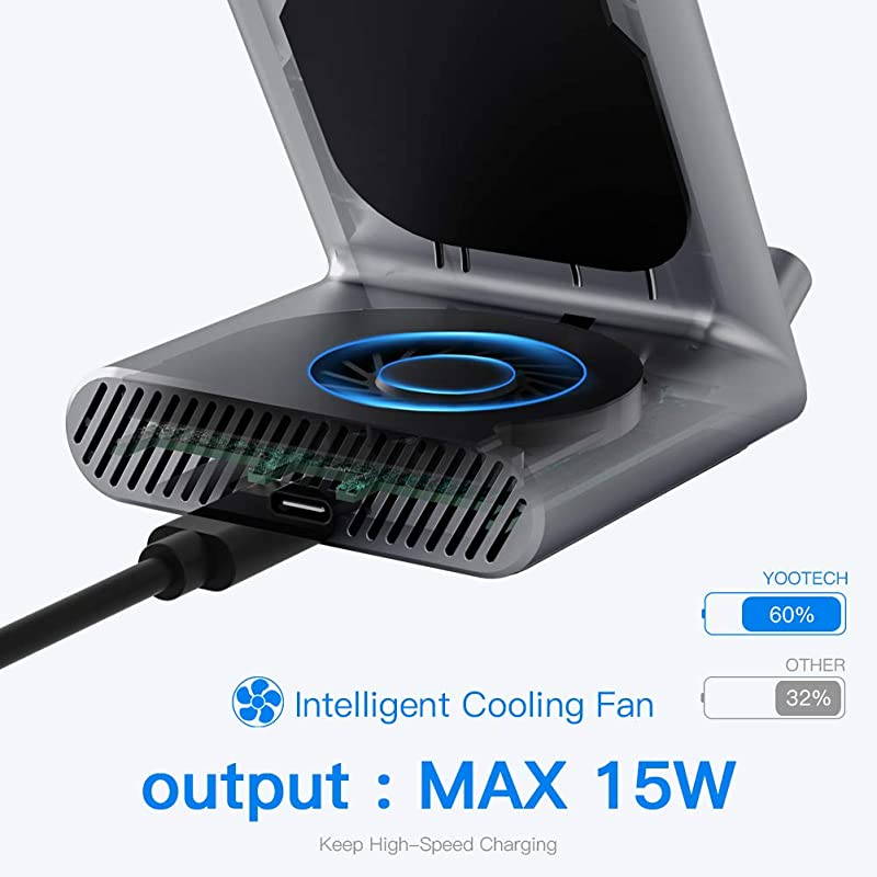 75W10W15W Fast Wireless Charger with Cooling Fan75W Wireless Charging Stand with QC30 Adapter Compatible iPhone 1111 Pro11 Pro MaxXSXRX810W Galaxy Note10S1015W LG V30V35G8