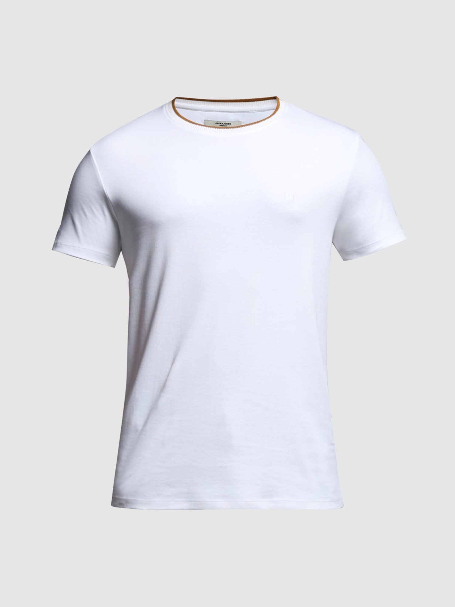 Jack & Jones White Cotton Slim fit Solid T-Shirts