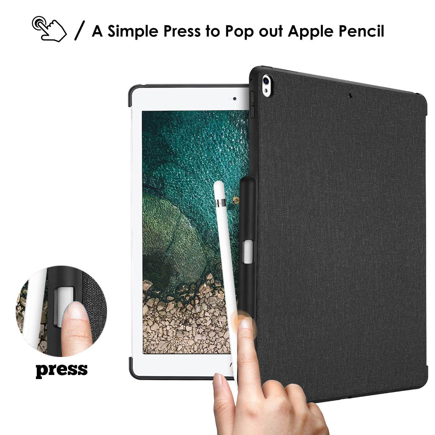 ProCase iPad Air 10.5" (3rd Gen) 2019 / iPad Pro 10.5 2017 Case, Companion Back Cover with Apple Pencil Holder for 10.5" iPad Air/iPad Pro 10.5, Work with Apple Smart Keyboard and Smart Cover &ndash;Black