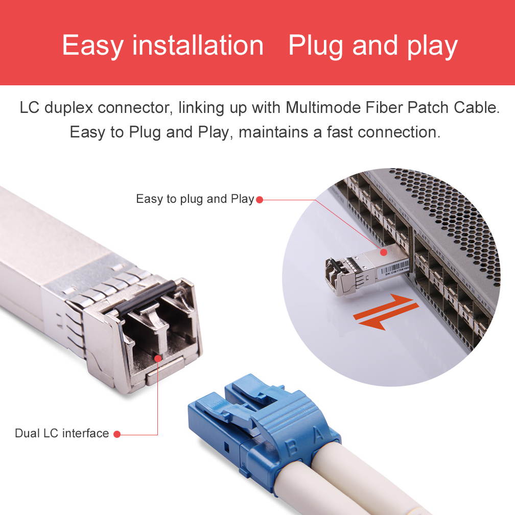 Compatible Allied-telesis AT-SP10SR, 10Gb/s SFP+ Transceiver 850nm, 300m