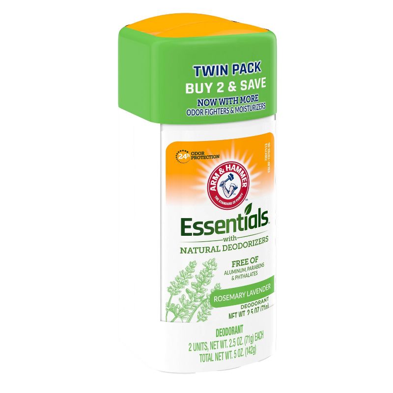 Arm & Hammer Essentials Solid Deodorant Fresh Wide Stick Twin Pack - 2.5oz/2pk