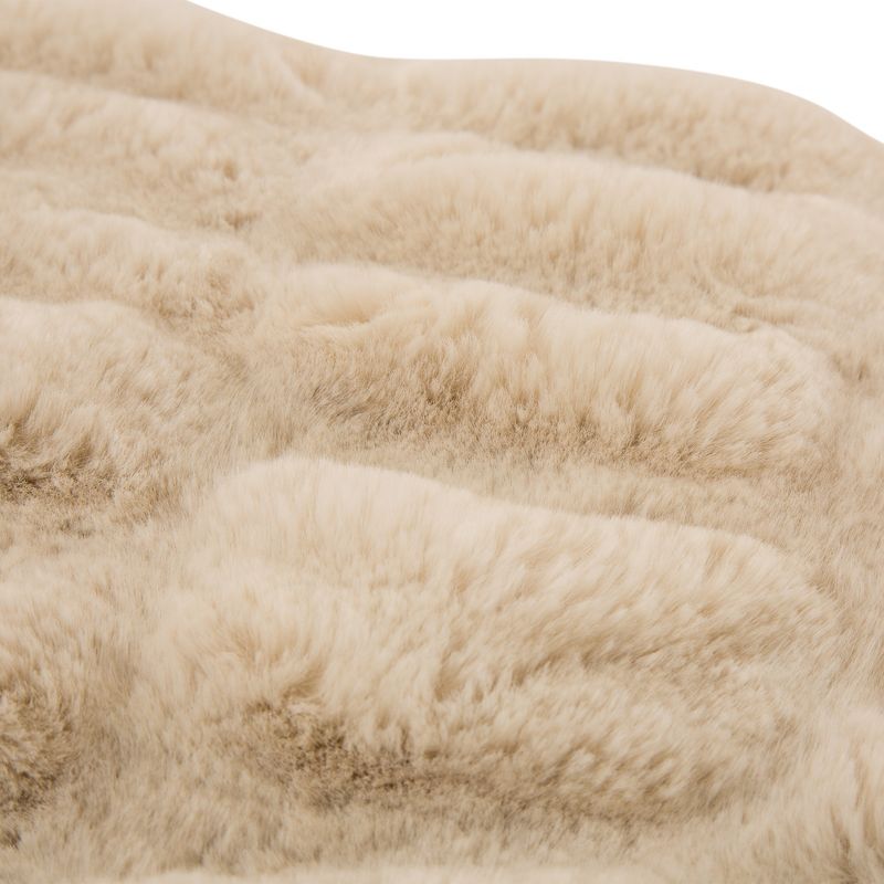 50" x 60" Faux Fur Elastic Throw Beige - Glitzhome