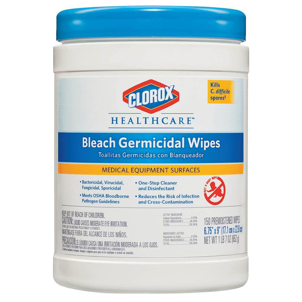 Germicidal Wipes, 6 X 5, Unscented, 150/Canister