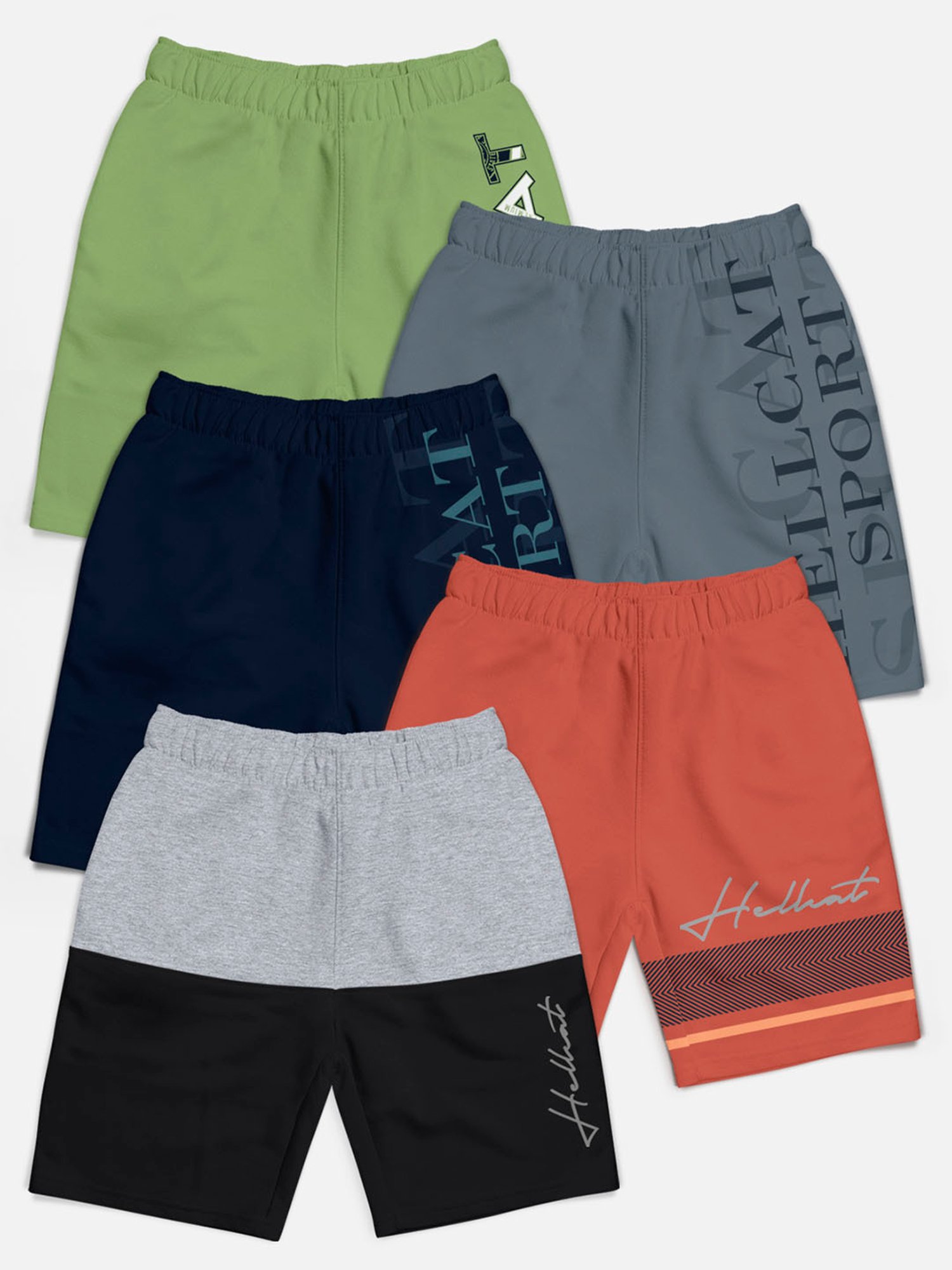 HELLCAT Kids Multi Printed Shorts (Pack Of 5)