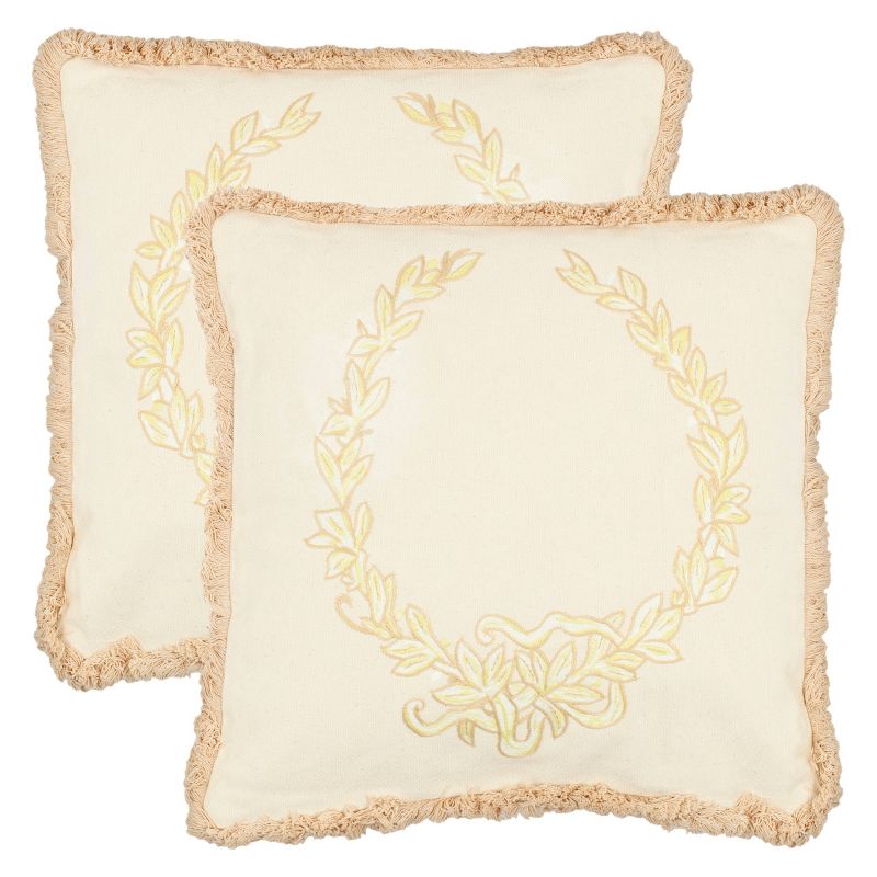 Cream Crest Throw Pillow 2pk (18"x18") - Safavieh