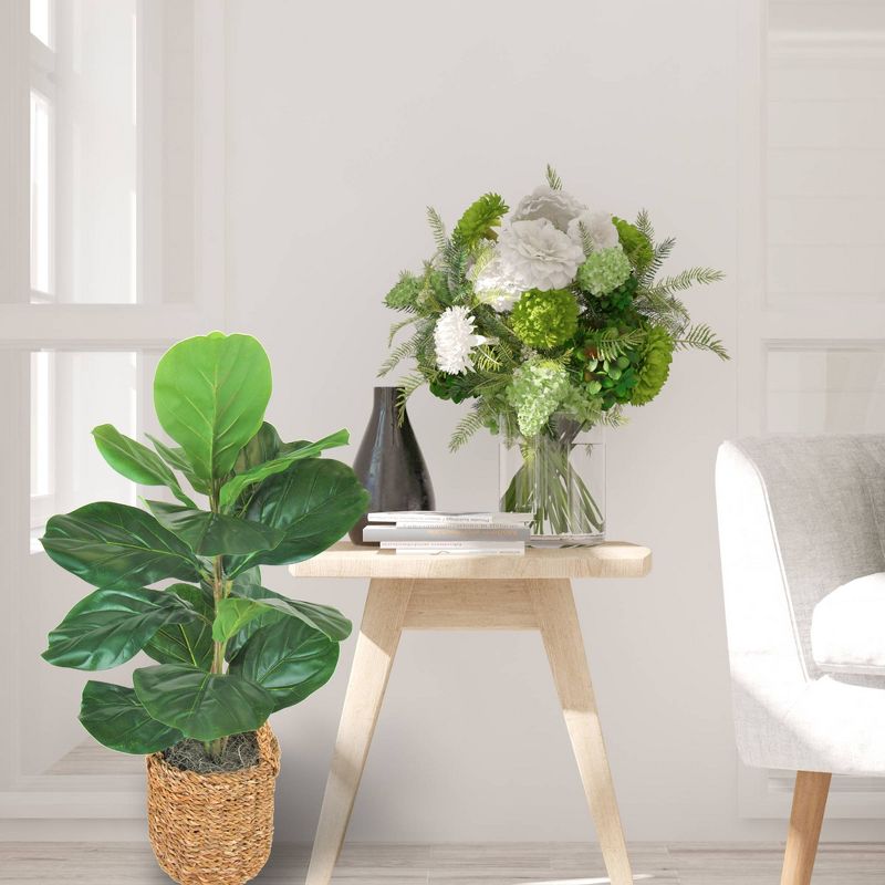 30" x 16" Artificial Fig Plant in Basket with Handles - LCG Florals