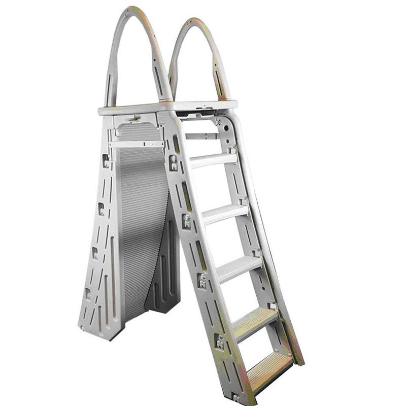 Confer 48-56 Inch Above-Ground Pool Ladder and 9 x 24 Inch Protective Ladder Mat