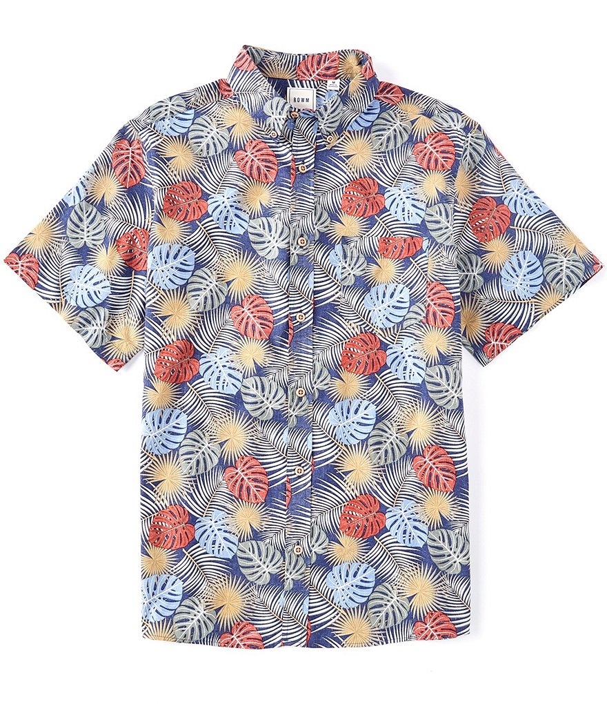 Rowm Short-Sleeve Multi Leaf Printed Sportshirt
