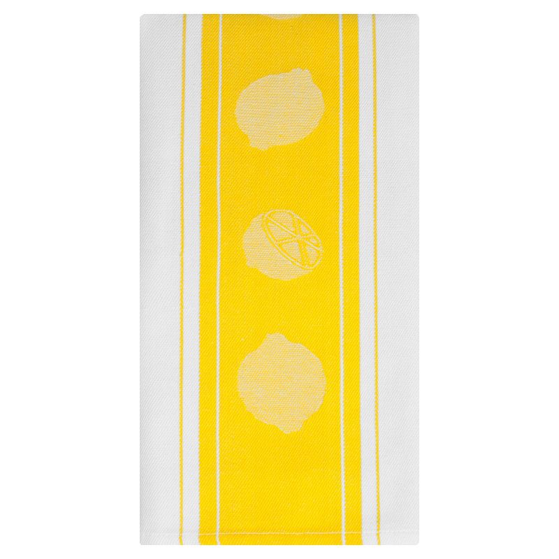 2pk Jacquard Lemon Print Cotton Towel Yellow- MU Kitchen