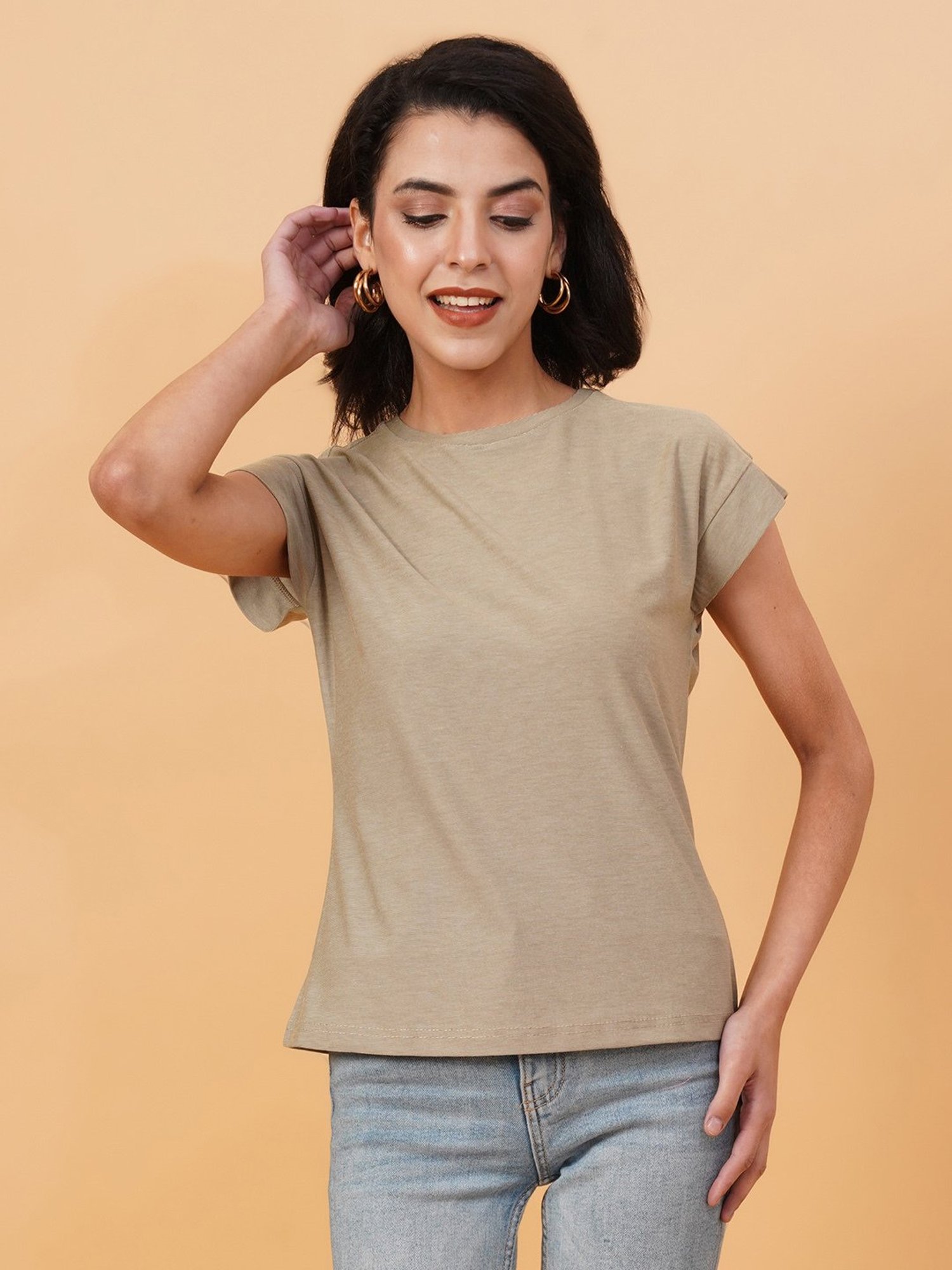 Kotty Beige Regular Fit T-Shirt