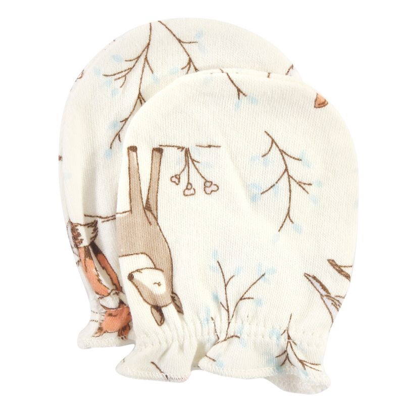 Hudson Baby Infant Girl Cotton Scratch Mittens, Enchanted Forest, 0-6 Months