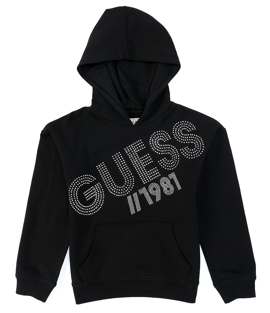 Guess Big Girls 7-16 Long-Sleeve Rhinestone Guess Logo Pull-Over Hoodie