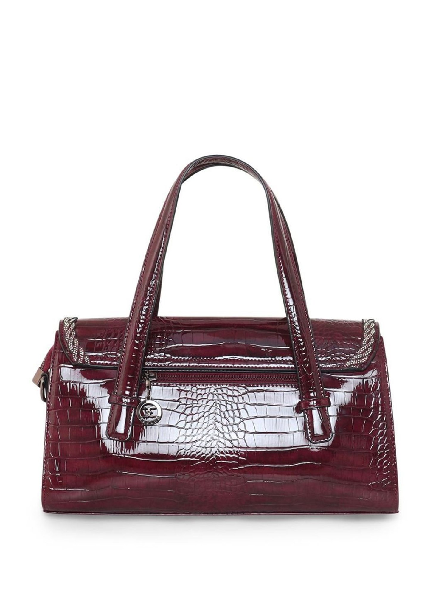 Esbeda Rectangular Maroon PU Textured Handbag