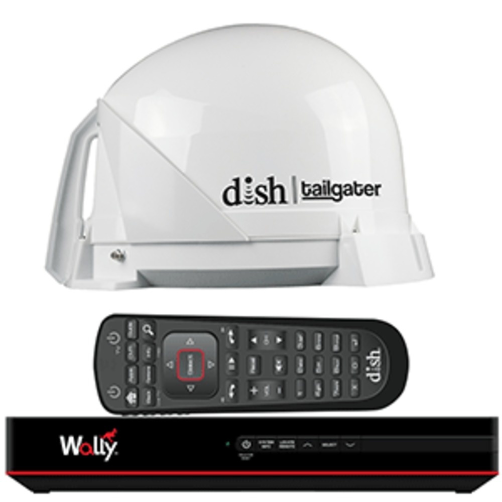 King Dish&reg; Tailgater&reg; Satellite Tv Antenna Bundle W/Dish&reg; Wally&reg; Hd Receiver & Cables