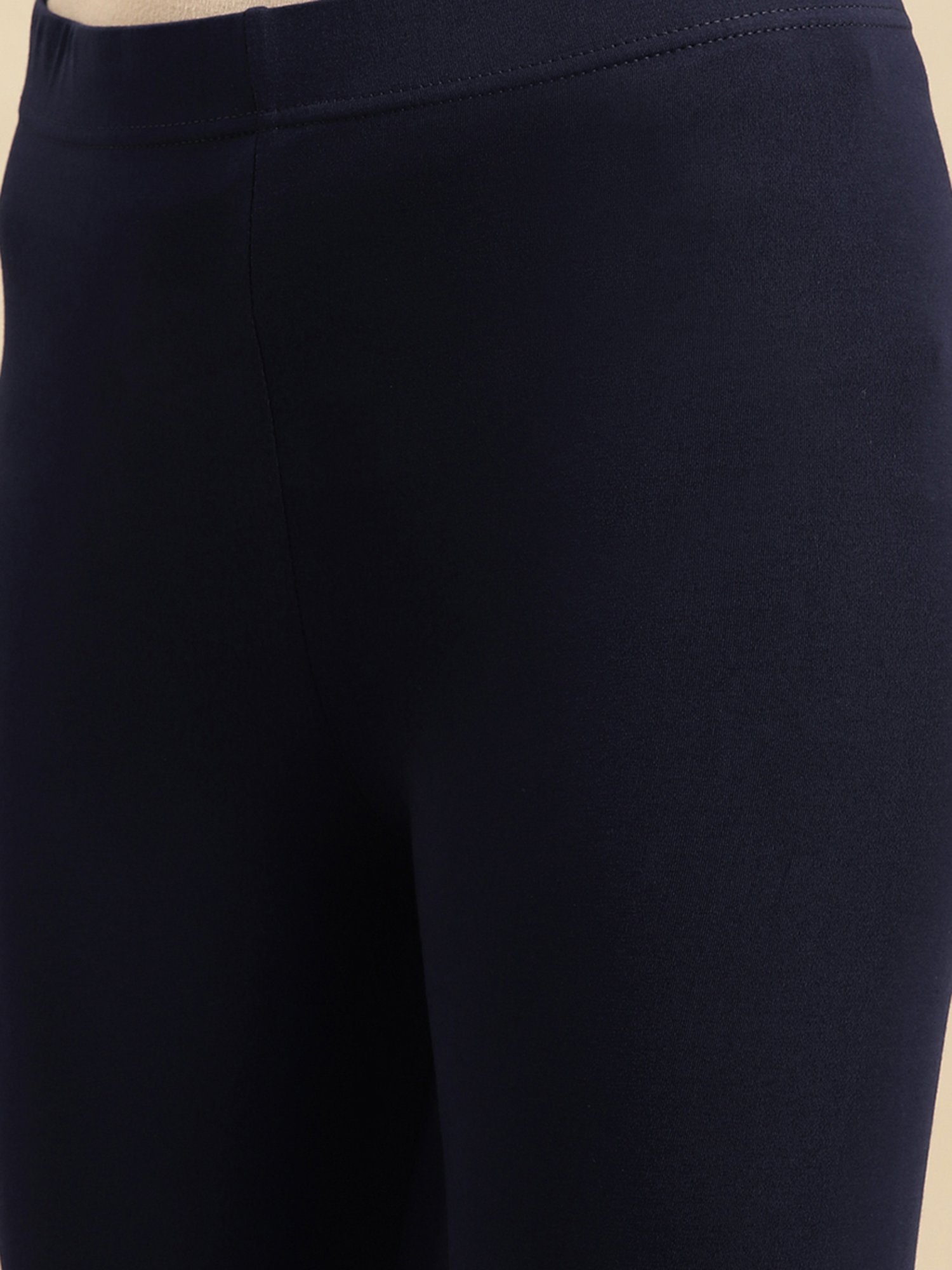 Rangita White & Navy Cotton Leggings - Pack of 2