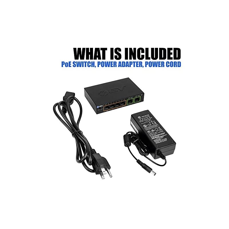 6 Port PoE+ Switch 4 PoE+ Ports with 2 Ethernet Uplink and Extend Function 60W 8023at + 1 High Power PoE Port