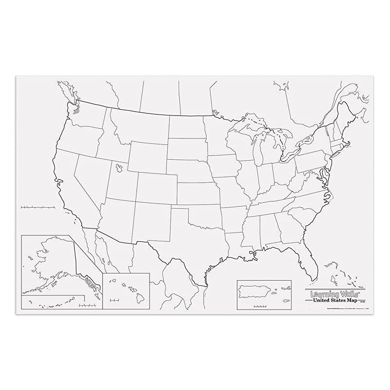 PAC78760 United States Giant Map 48quot Width 72quot Length BlackWhite