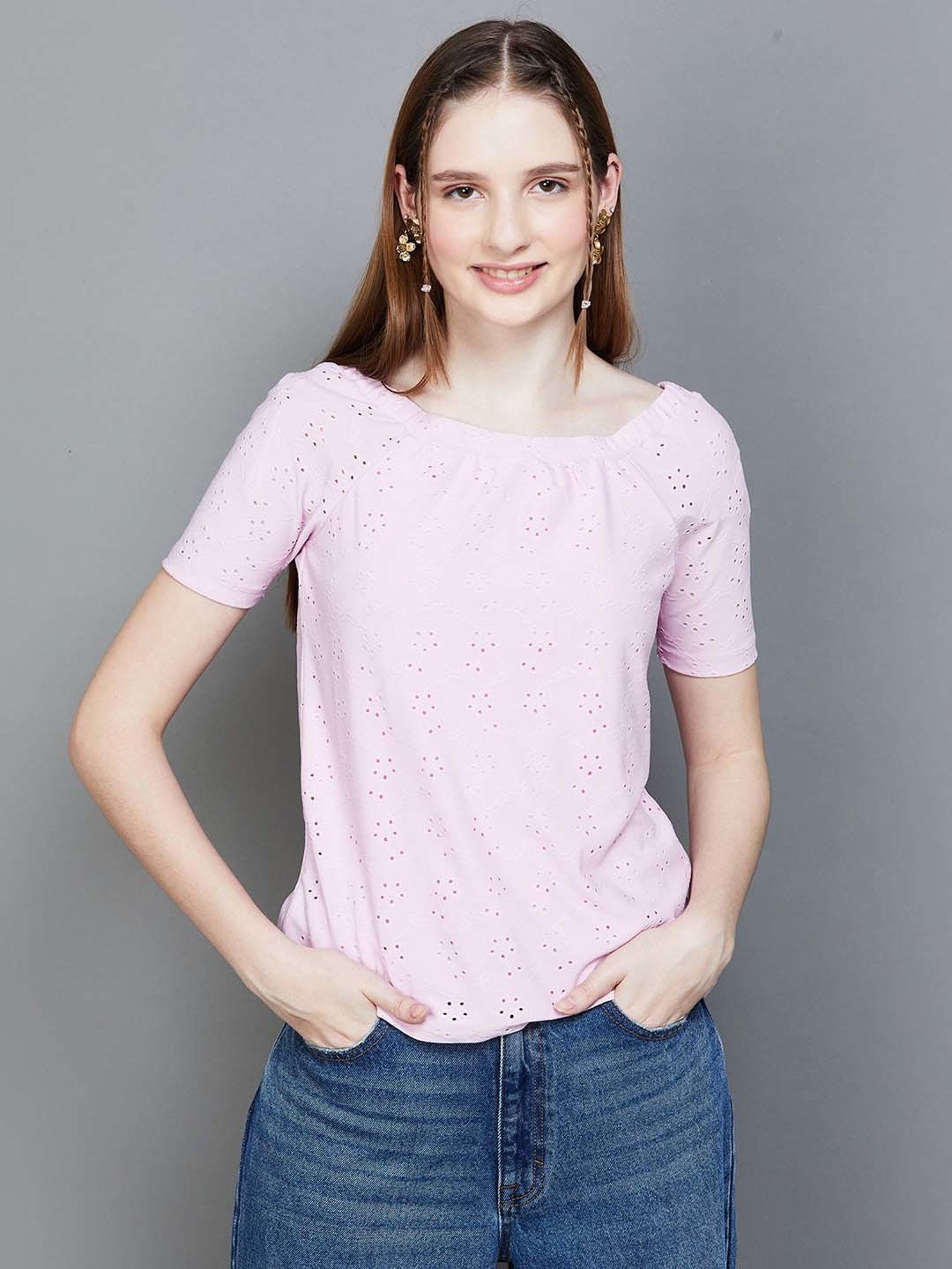 Fame Forever by Lifestyle Pink Self Pattern Top