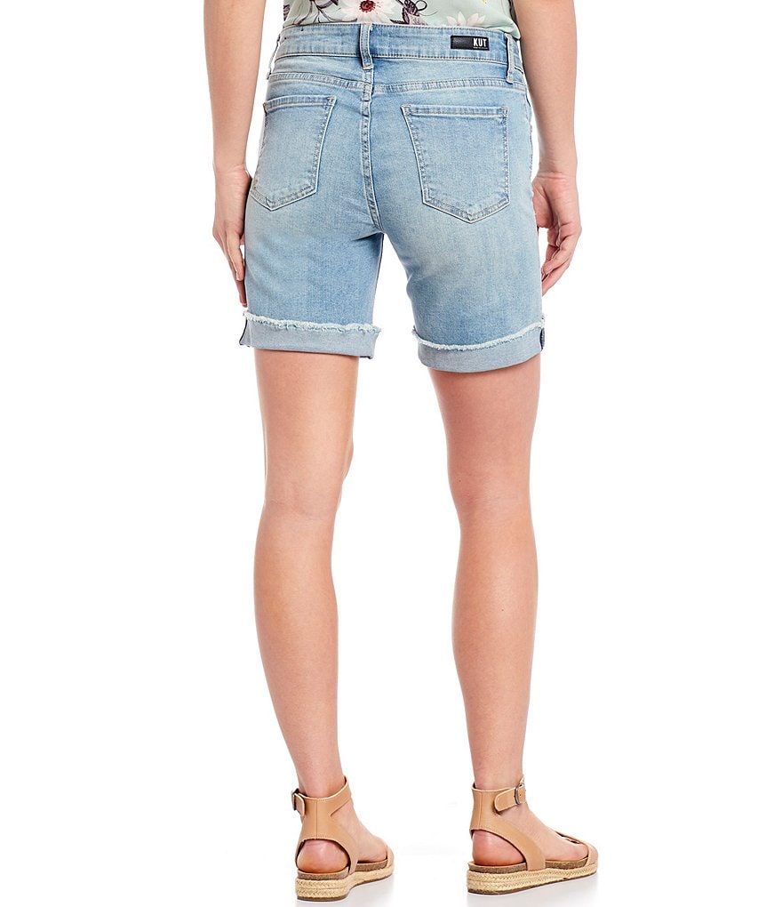 KUT from the Kloth Catherine Destruction Detail Rolled Up Boyfriend Shorts