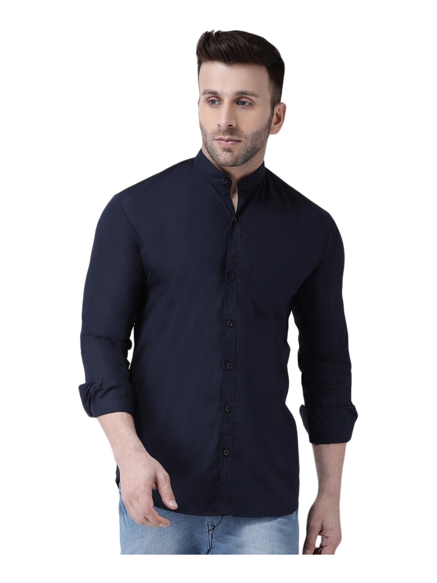 Hang Up Navy Cotton Slim Fit Shirt